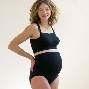 <p>Woman wearing maternaty brief belt, black</p>